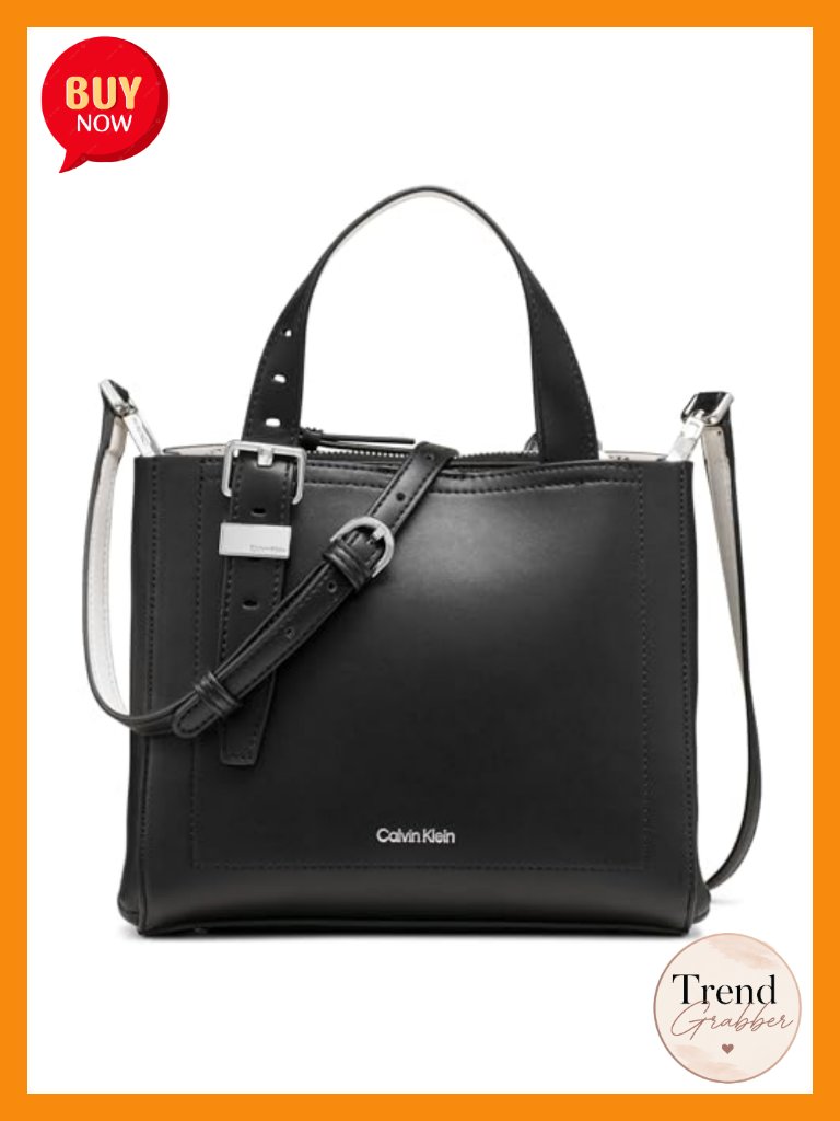 Vegan Leather Triple Compartment Crossbody Bag With Center Divide